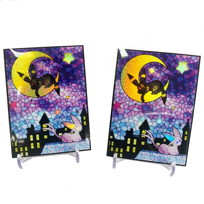 60Pcs Holographic Fox in the Moon Card Sleeves 66x91mm