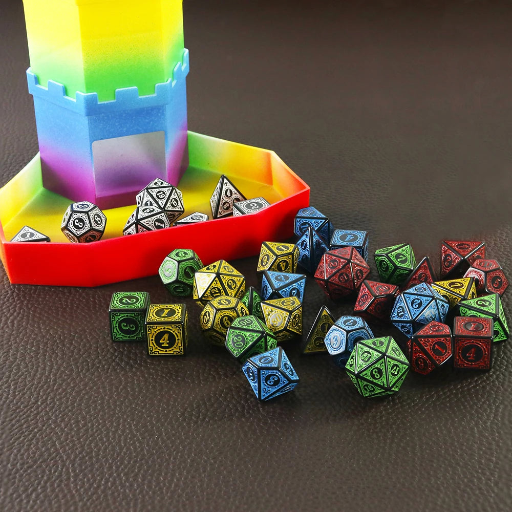 Retro Rune Polyhedral Dice Set (5 Colours)
