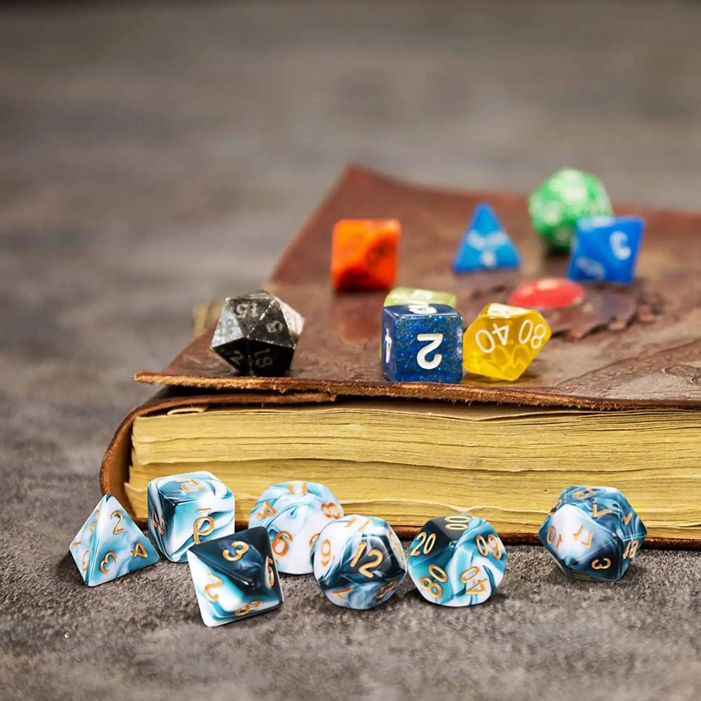 Ocean Blue Swirl Polyhedral Dice Set (7pcs)