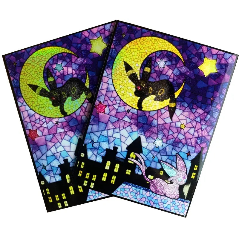 60Pcs Holographic Fox in the Moon Card Sleeves 66x91mm