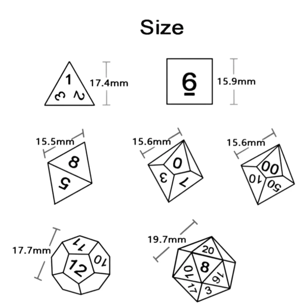 Retro Rune Polyhedral Dice Set (5 Colours)
