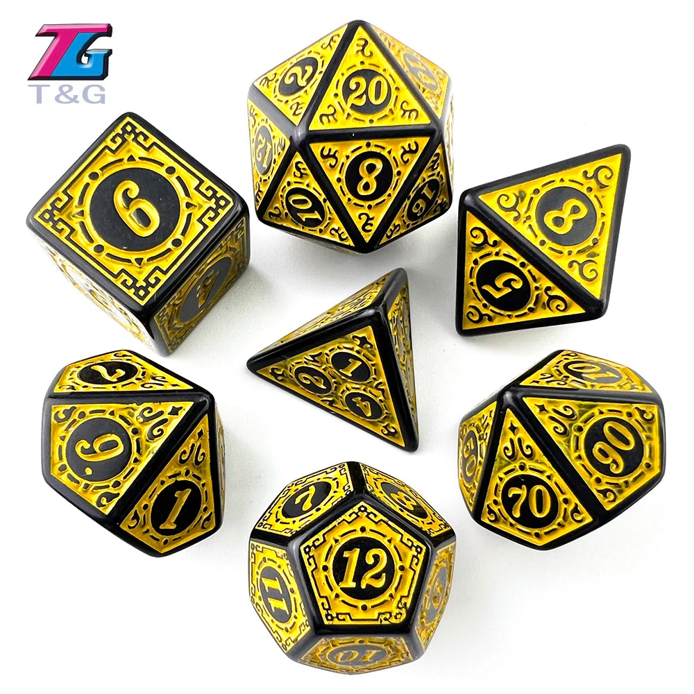 Retro Rune Polyhedral Dice Set (5 Colours)