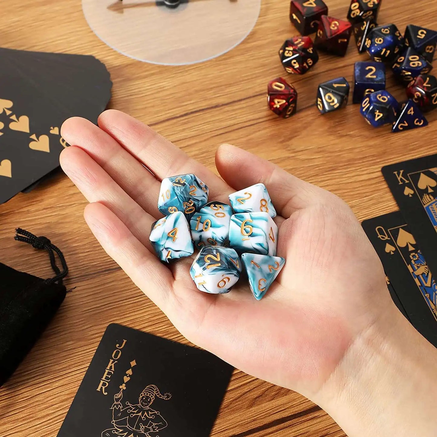 Ocean Blue Swirl Polyhedral Dice Set (7pcs)